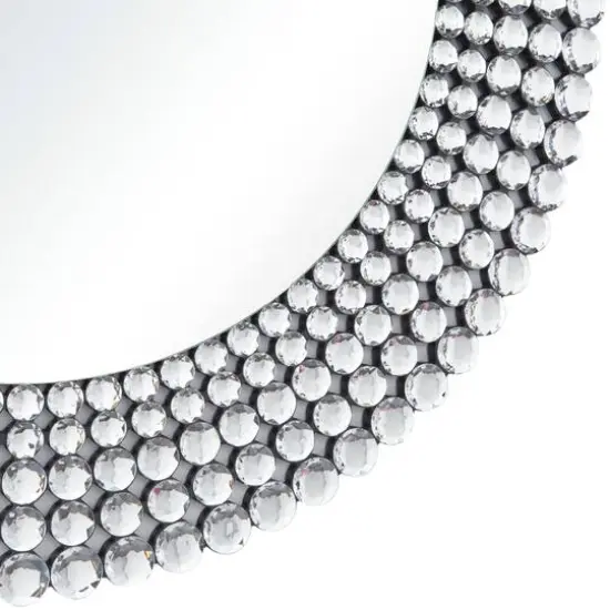 Silver Glass Starburst Wall Mirror with Crystal Embellishment 36" x 1" x 36" {4}