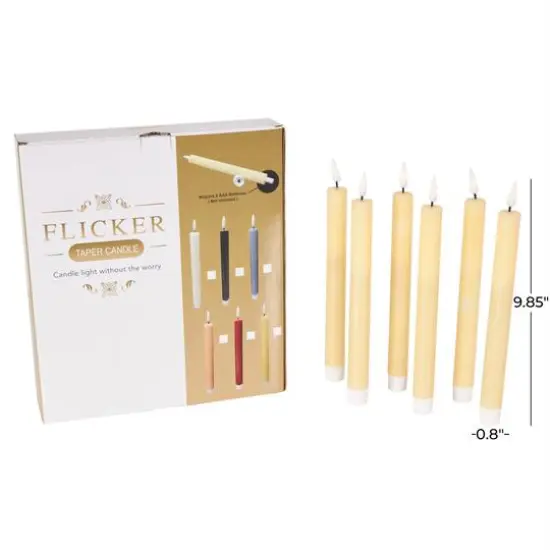 10" Flameless Wax Candles with Remote Control, 6ct. Yellow {8}