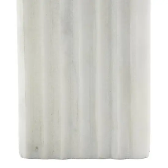 11" White Grooved Marble Rectangular Arch Sculpture {6}