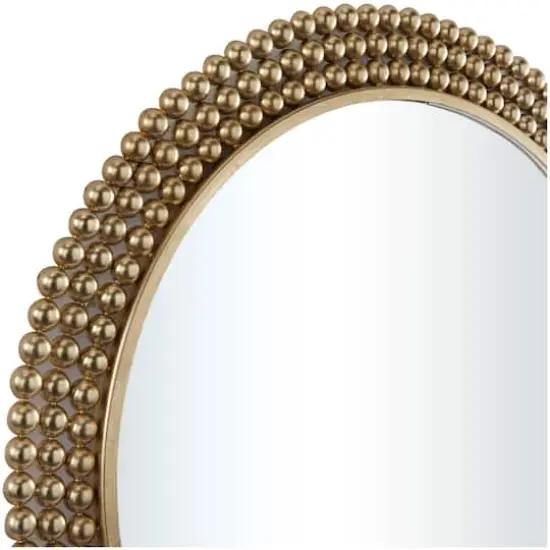 CosmoLiving by Cosmopolitan Brass Metal Ball Wall Mirror with Beaded Detailing 32" x 1" x 32" {4}