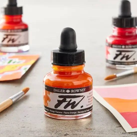 Daler-Rowney&reg; FW Acrylic Artists' Ink Flame Orange {3}