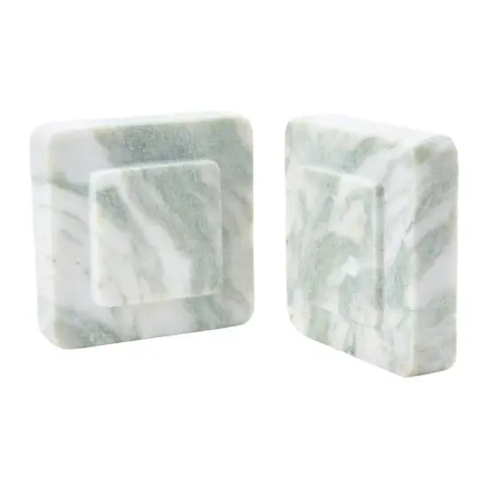 Hello Honey&reg; Square Marble Bookends Set Natural {1}