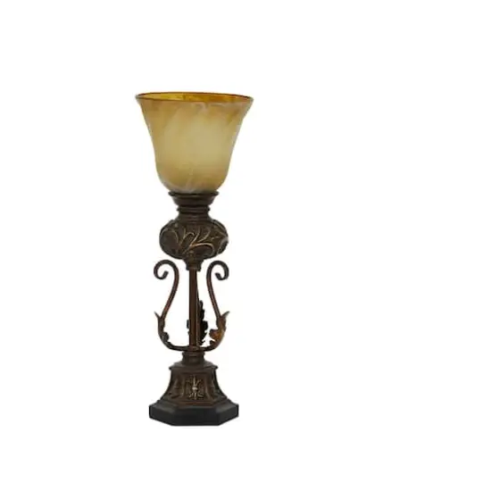 Brown Metal Mediterranean Uplight Table Lamp, 20" x 7" x 7" {1}
