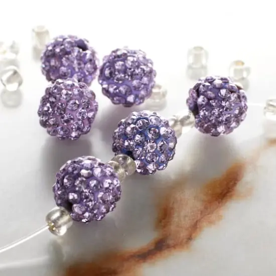 Lavender Rhinestone Studded Round Beads, 10mm by Bead Landing&trade; {3}