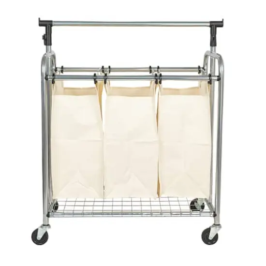 Household Essentials 3-Bag Laundry Sorter with Clothes Rack {6}