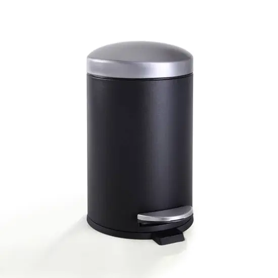 SunnyPoint 1.25gal. Black Round Trash Can with Plastic Inner Bucket {1}