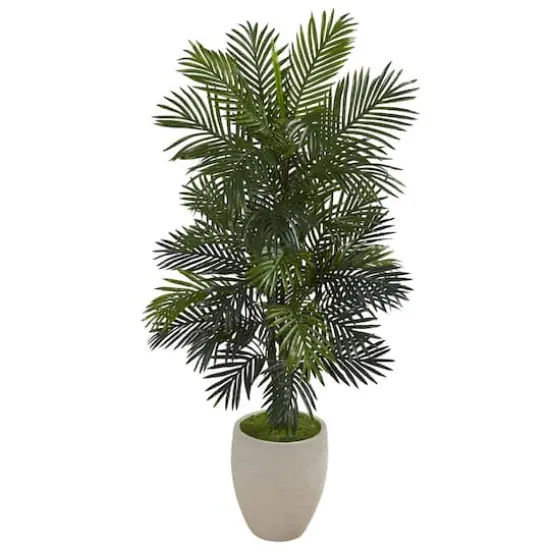 4.4ft. Areca Palm Artificial Plant in Sand Colored Planter {1}
