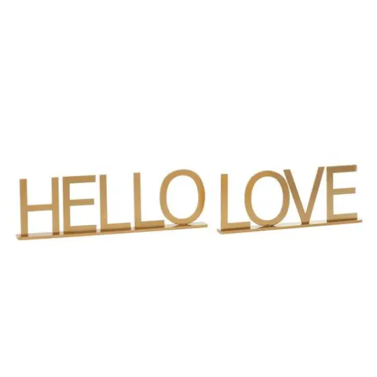 Gold Metal Home & Love Tabletop Sign Set {1}