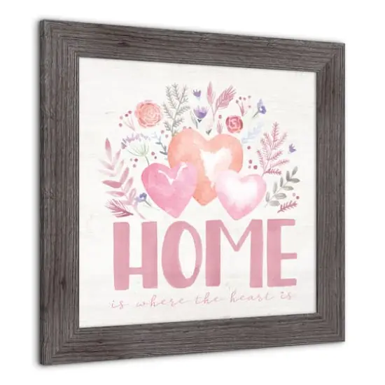 Home Where Heart Is Floral Western Gray Framed Print {3}