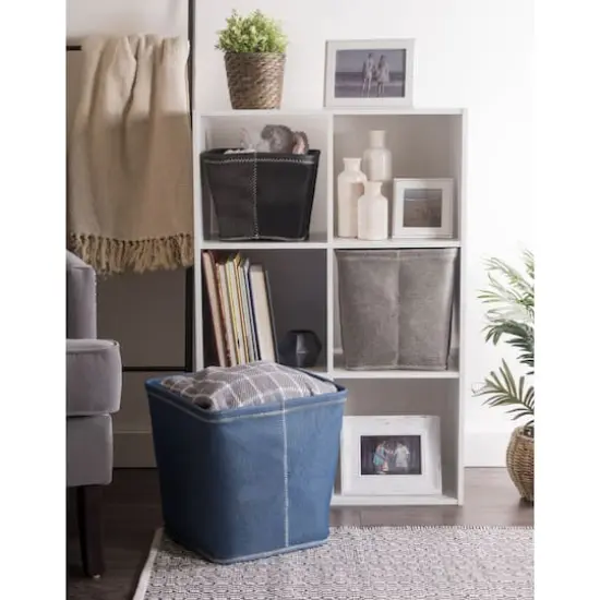 DII&reg; 13" Zig Zag Stitch Trapezoid Fabric Bins, 2ct. Blue {7}