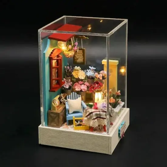 Wizardi Flower Shop Miniature Dollhouse Roombox Kit {4}