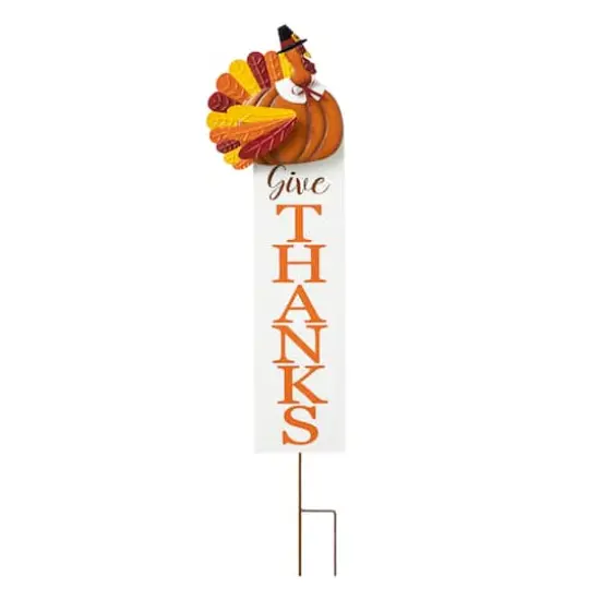 Glitzhome&reg; 36" Thanksgiving Metal Turkey "Give Thanks" Yard Stake {1}