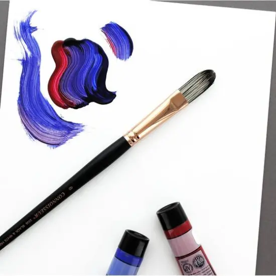 Connoisseur&reg; Black & White Hog Bristle Long Handle Filbert Brush {5}