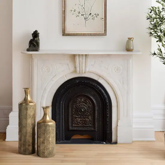 Glitzhome&reg; Antique Gold Gingko Metal Floor Vases Set {5}