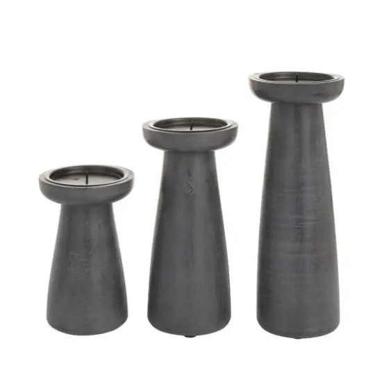 Black Wood Modern Candle holder 10",8",6" {6}