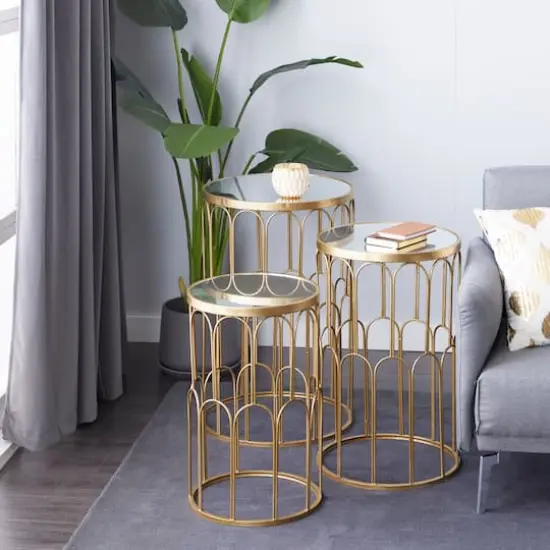 Gold Metal Glam Accent Table Set {7}