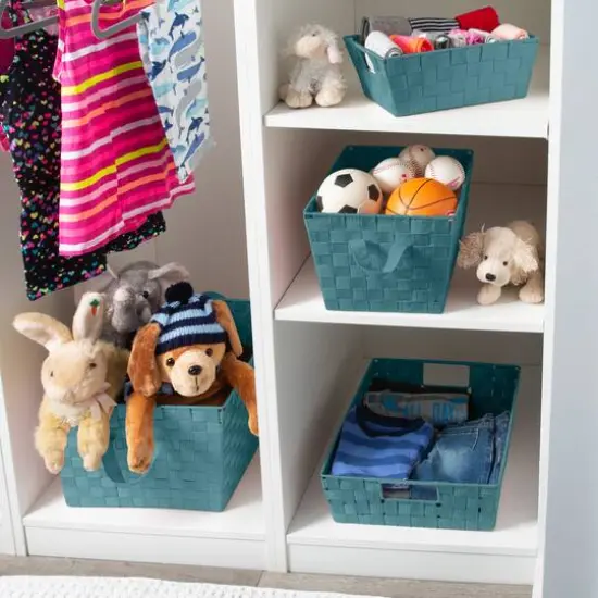 Simplify Small Woven Storage Bin Sapphire {9}