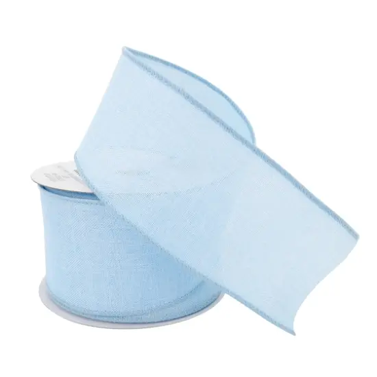 2.5" x 25ft. Faux Linen Wired Ribbon by Celebrate It&trade; D&eacute;cor Light Blue {3}