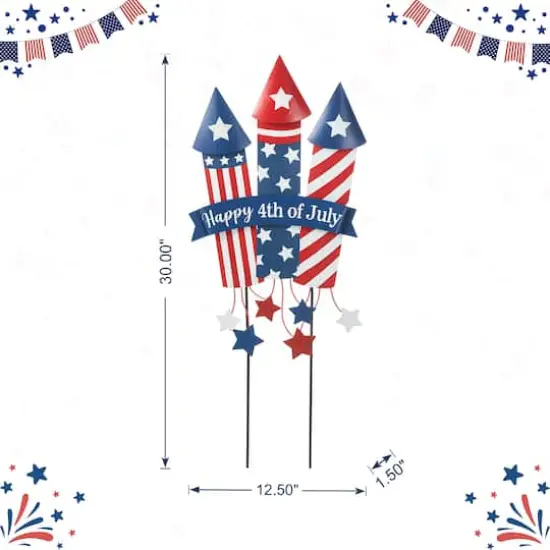 Glitzhome&reg; 30" Patriotic Firecracker Yard Stake {9}