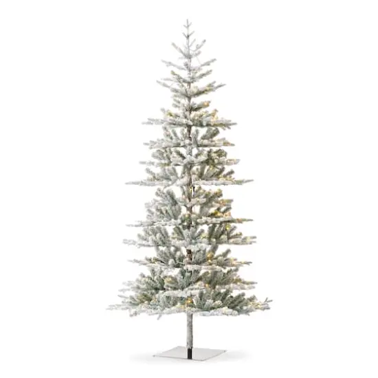 10ft. Pre-Lit Deluxe Flocked Fir Artificial Christmas Tree, Warm White Lights {1}