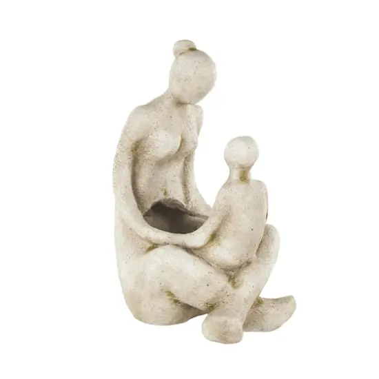 17.5" Cream Mother & Child Sitting Planter {1}