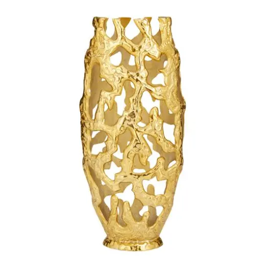 20" Contemporary Aluminum Vase Gold {7}