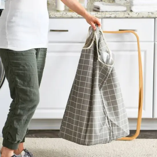 Household Essentials Krussh Bamboo X Frame Hamper (Gray) {3}