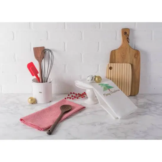 DII&reg; Red Check & White Merry Christmas Dishtowel Set {3}