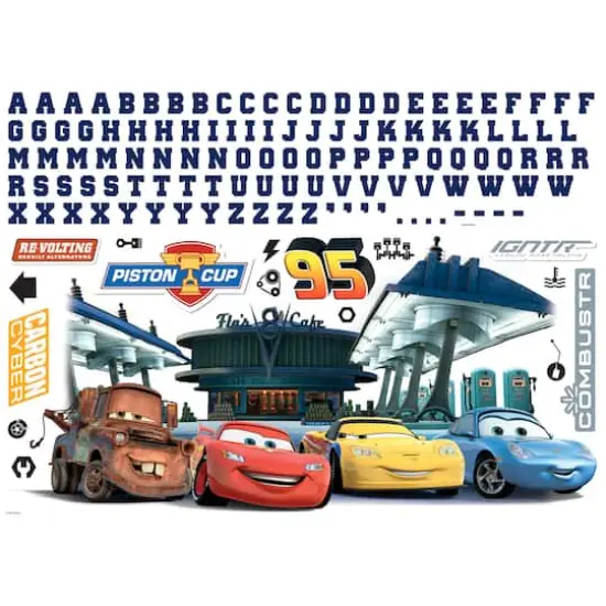 RoomMates Cars Peel & Stick Giant Wall Decal Set with Alphabet {1}