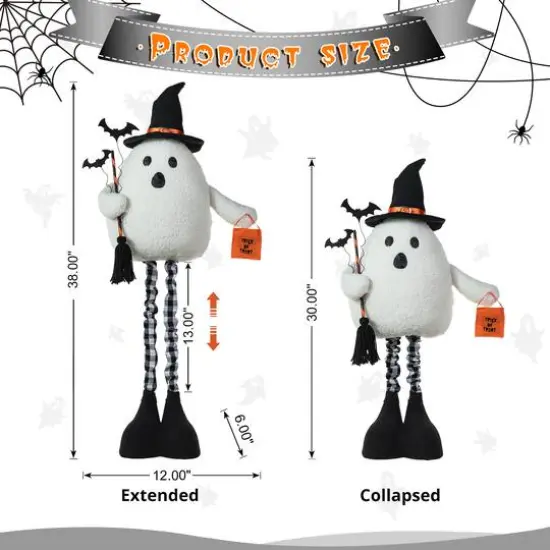 Glitzhome&reg; 38" Lighted Halloween Fabric Ghost Standing D&eacute;cor with Timer {9}