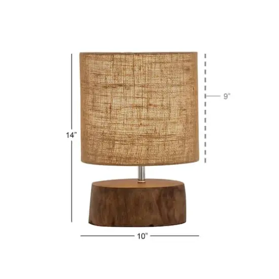 Brown Wood Rustic Table Lamp, 14" x 10" x 10" {8}