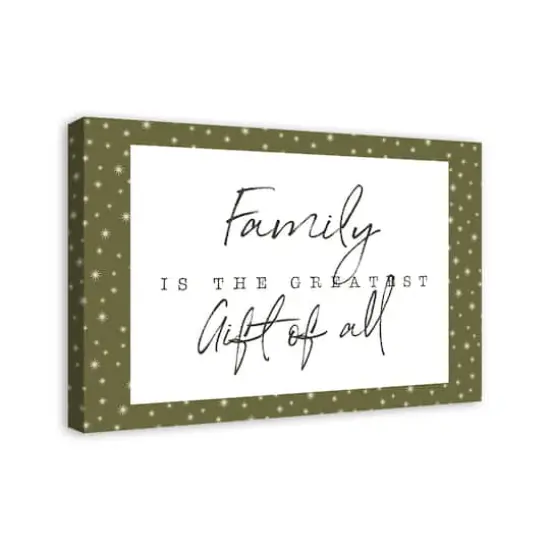 Family Greatest Gift Green Twinkle Canvas Wall Art {3}