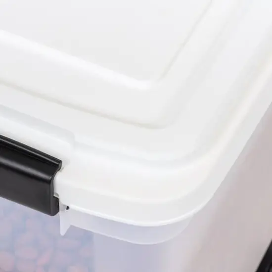 IRIS Clear, White, Black & Dark Gray 28qt. Food Container With Sealed Top & Scoop {9}