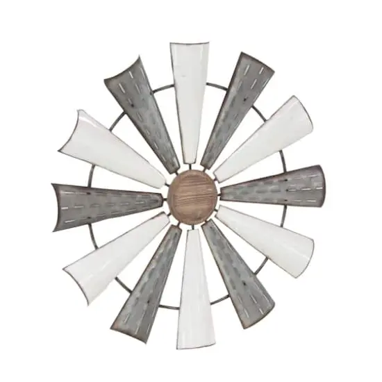 White Farmhouse Decorative Windmill Wall Accent {3}