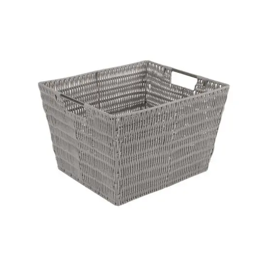 Simplify Large Gray Rattan Storage Tote Basket {6}