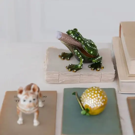 Hello Honey&reg; 3" Green Jeweled Frog Trinket Box {5}
