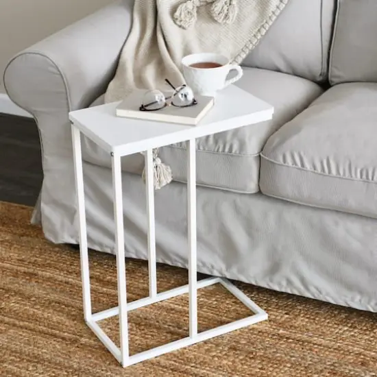 Household Essentials 25" Jamestown C-Shaped End Table White {5}