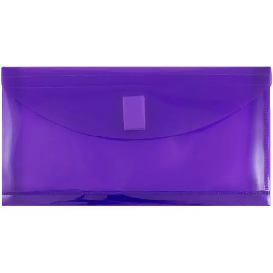 JAM Paper 5.25" x 10" Plastic Hook & Loop Closure Envelopes, 12ct. Purple {1}