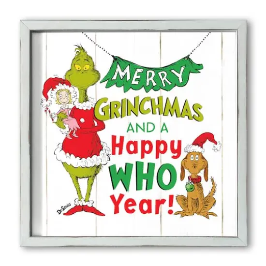 16" The Grinch Happy Who Year Framed Print White Frame {1}
