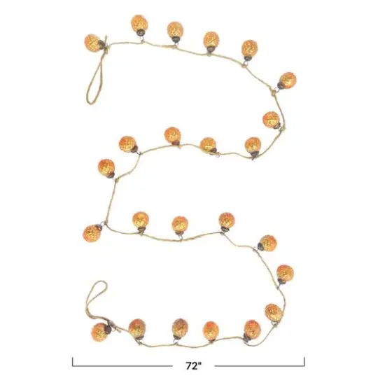 Hello Honey&reg; 6ft. Apricot Embossed Mercury Glass Ball Ornament Garland on Jute String {4}