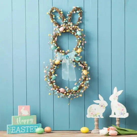 Glitzhome&reg; 24.5" Easter Bunny Wreath {3}