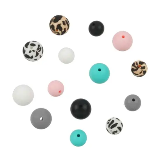 Animal Print Silicone Round Beads Mix by Bead Landing&trade; {1}