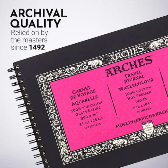 ARCHES&reg; Aquarelle 10" x 6" Hot Pressed Watercolor Travel Journal {6}