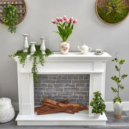 22" Pink Dutch Tulip Arrangement in Flower Print Jar {5}