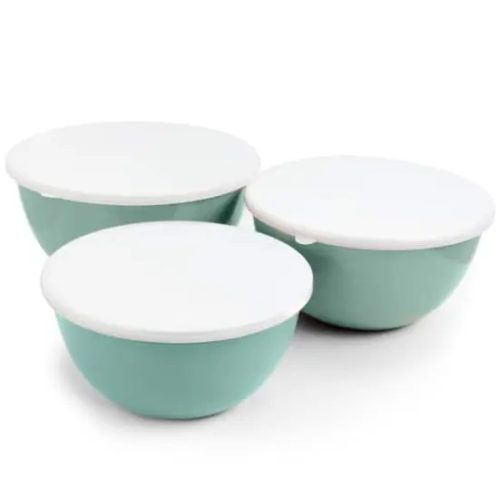 Gibson Home&reg; Plaza Cafe Sky Blue 3-Piece Stackable Nesting Mixing Bowl Set with Lids {1}