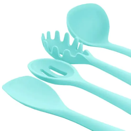 MegaChef Light Teal Silicone Cooking Utensils Set, 12ct. {4}