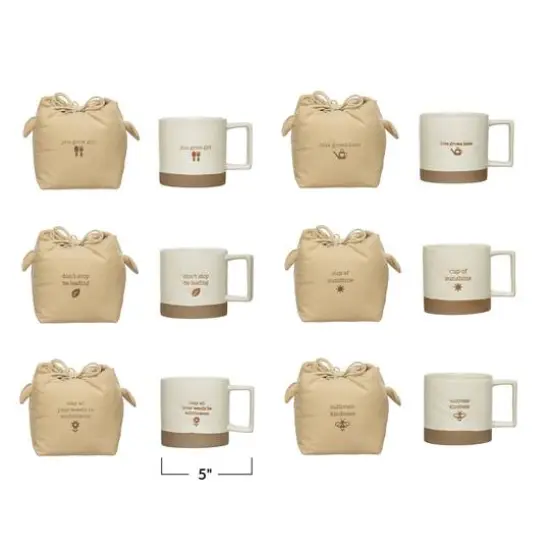 Hello Honey&reg; 12oz. Stoneware Mug Set with Saying on Printed Drawstring Bag {1}