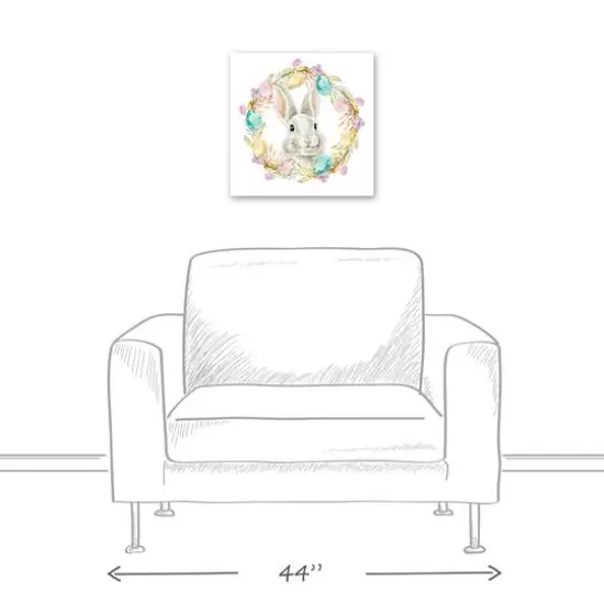Easter Bunny Wreath 16" x 16" Canvas Wall Art {6}