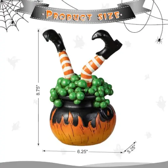 Glitzhome&reg; 8.75" Halloween Witch in Cauldron Table D&eacute;cor {9}
