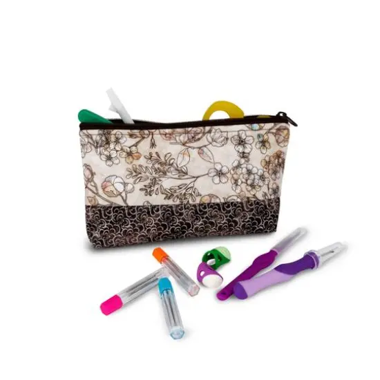 Dritz&reg; Neutral Floral Medium Rectangular Sewing Basket With Zippered Case {7}